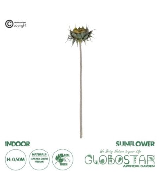 GloboStar® Artificial Garden GREEN SUNFLOWER BRANCH 21378 Τεχνητό Διακοσμητικό Κλαδί Ηλιοτρόπιο Πράσινο Y60cm